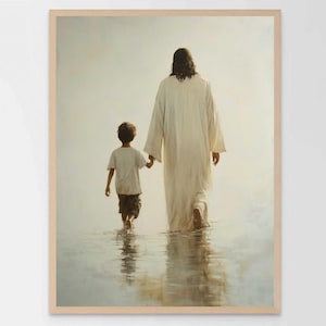 Walk With Christ, Christian Watercolor, Jesus and Boy, Christian Poster, Jesus with Kids, LDS Art, Christian Picture, Bible Printable Art