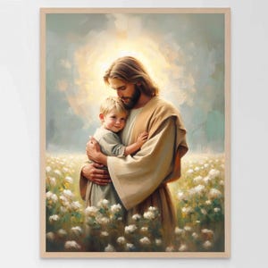 Joy of Life, Christian Art Prints, Jesus with Kids, Christian Poster, Jesus with Boy, Catholic Painting, Jesus Watercolor, Christ Poster