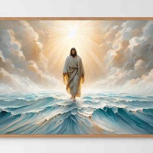 Jesus Walking on Water, Christian Wall Art, Jesus Walking on Water Art, Christian Prints, Picture of Christ, Catholic Art, Jesus Prints
