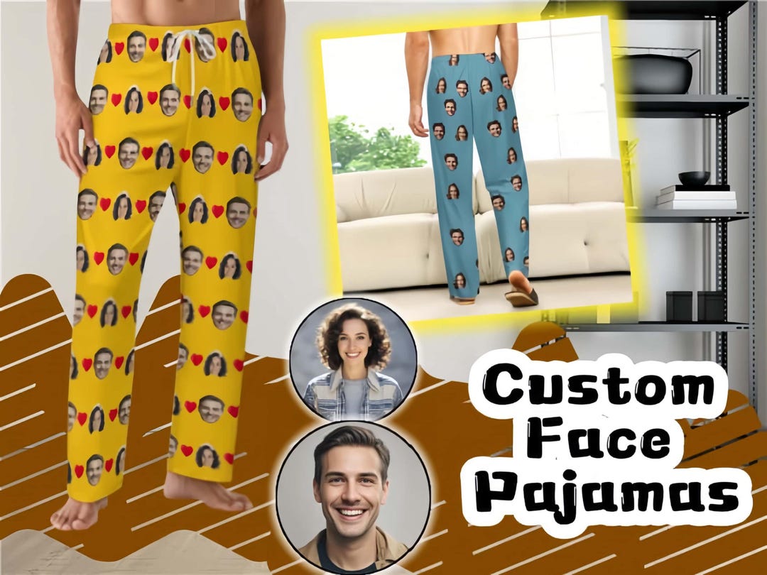 Custom Photo Pajama Pants, Personalized Face Pajamas, Custom Face ...
