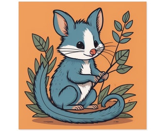 Adorable Cartoon Possum Stickers | Cute Marsupial Vinyl Decals | Fun Animal Sticker Set for Laptops and Journals