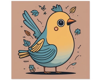 Cute Plump Cartoon Bird Stickers | Adorable Animal Decal | Fun and Vibrant Bird Illustration | Laptop & Water Bottle Decoration