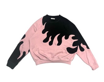 Flame Pink Black Crewneck