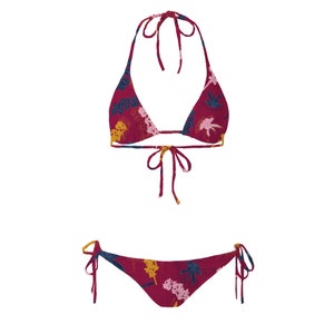 Biquíni de cordão com flores brasileiras selvagens