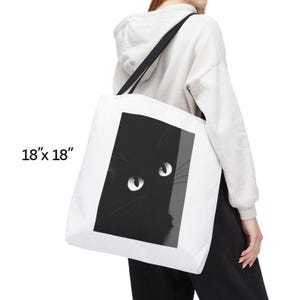 Black Cat Tote Bag: Durable Polyester, Cat Lover Gift