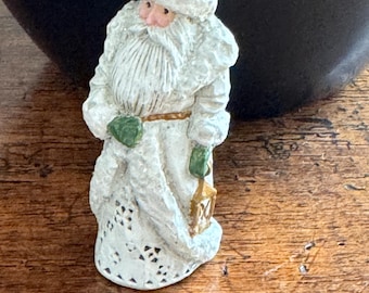 Vintage Folk Art Santa Ornament, P. Schifferl Hand Painted Lantern