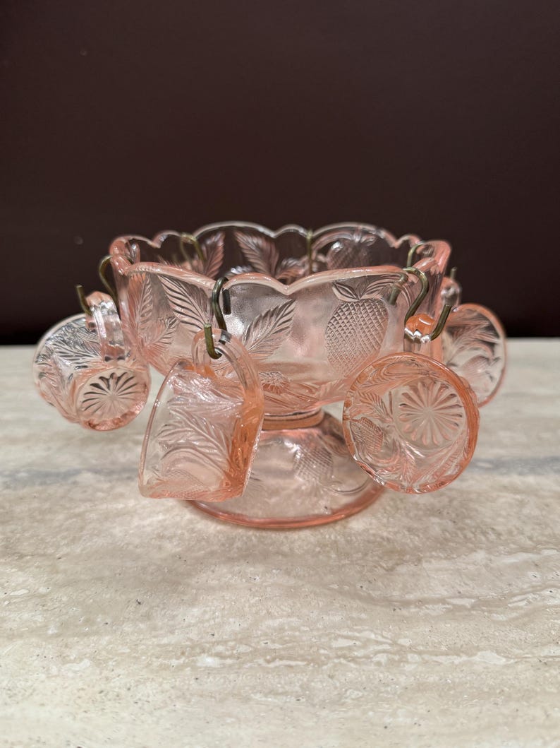 Mosser Child’s Miniature Jennifer Pattern Pink Depression Glass Punch ...