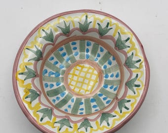 Vintage 1980’s MacKenzie-Child’s Madison Bowl Collectible Artist Made Handpainted Glazed Terracotta Pottery Made in U.S.A.