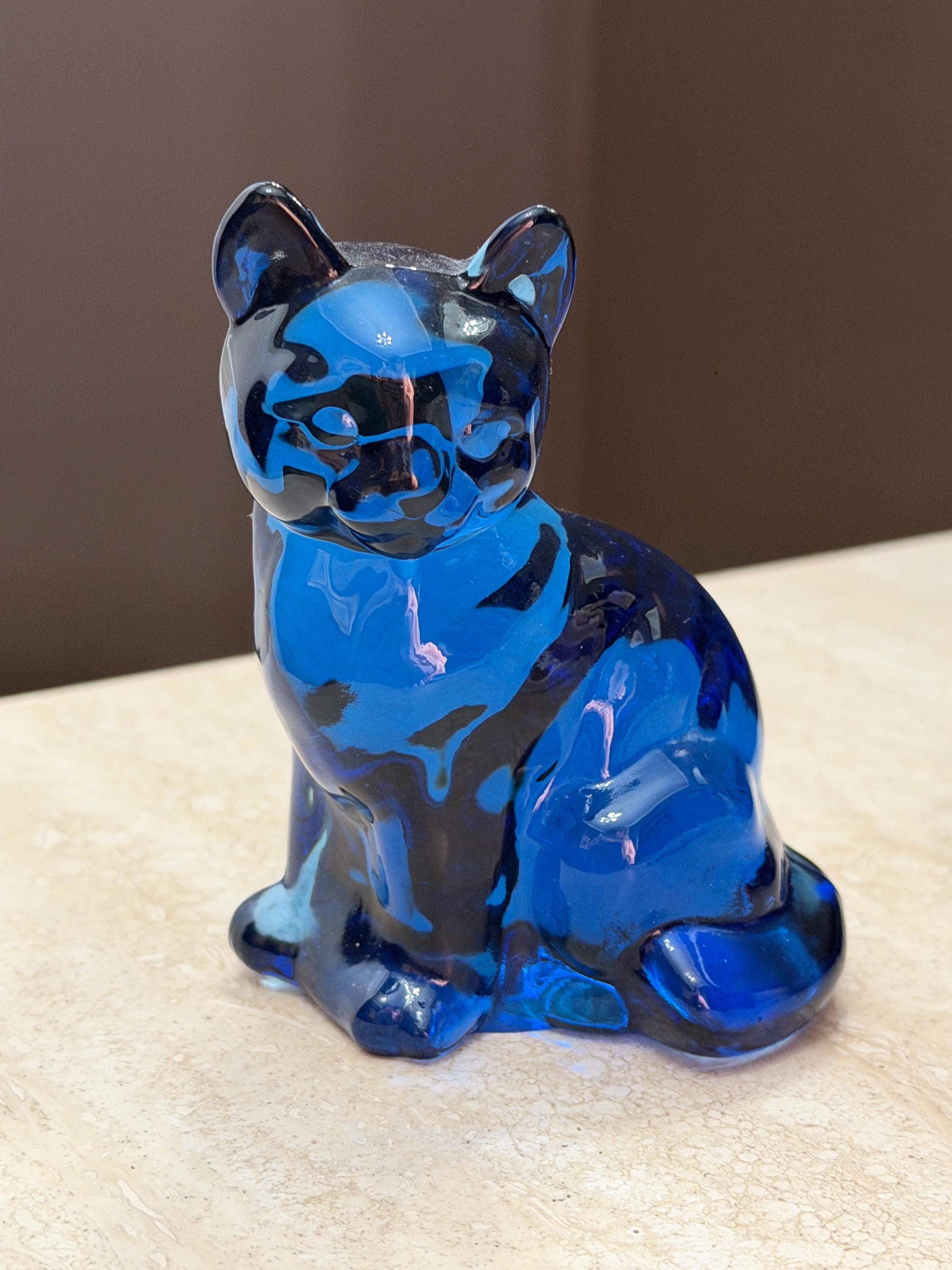 Vintage Glass Cat Figurine - Etsy