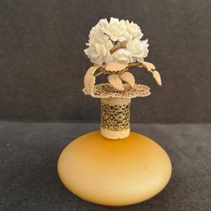Vintage I W Rice Satin Glass Perfume Bottle: Gold Filigree Floral ...