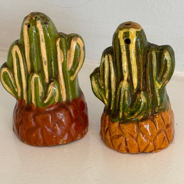 Cactus Red Clay Pottery Salt and Pepper Shakers 1970’s