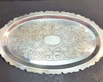 MCM  9.5"Oval Silverplated Sugar & Creamer Serving Tray VTG Sheridan Silversmith