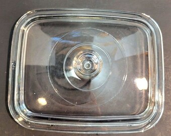 Clear Rectangle 8"x6.25" VTG PYREX A-12 Flared Round Handle Casserole Lid Only