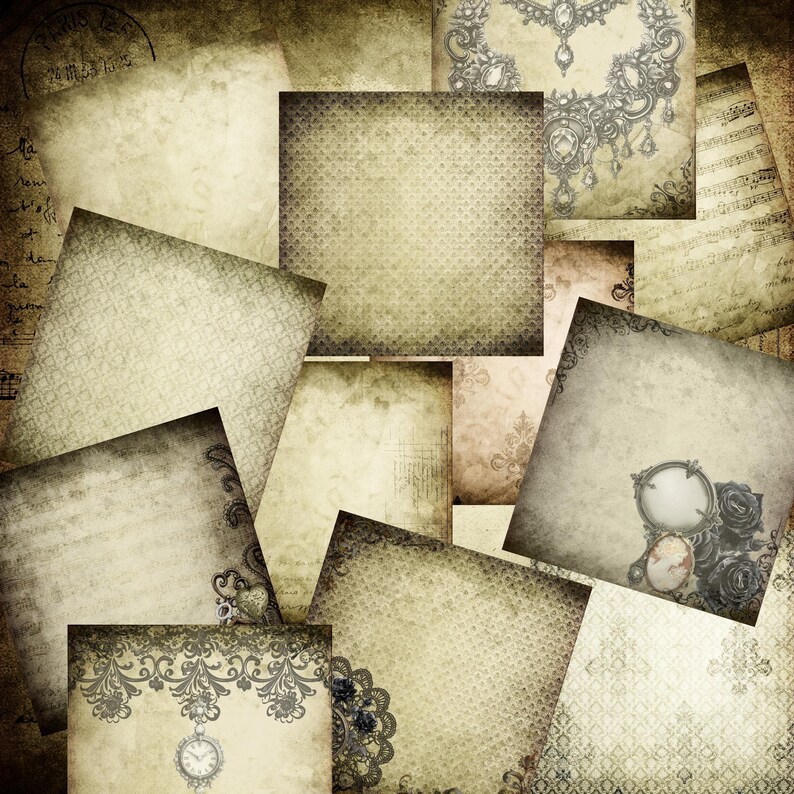 Gothic Victorian Junk Journal Kit, Ephemera, Black Beige Journal ...