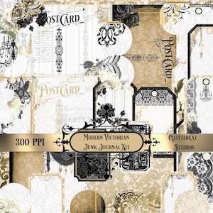 Printable junk journal kit, ephemera, pink journal, damask, Modern Victorian, collage, journal supplies, vintage, downloadable, shabby chic