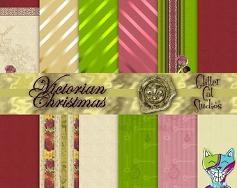 Victorian Christmas 8.5" x 11" scrapbook digital paper romantic floral victorian scrapbook paper vintage cottage printable download 8.5 x 11