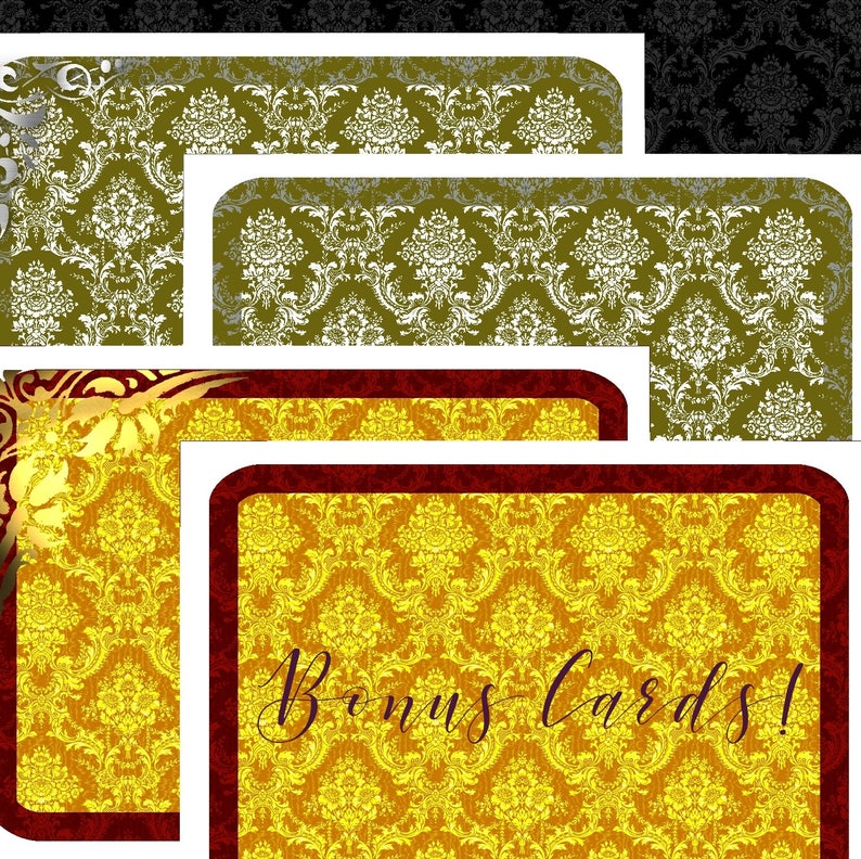 Gothic Romance Halloween Bats and Baubles 3 x 4 printable digital victorian gothic life journal cards planner gold and silver cards