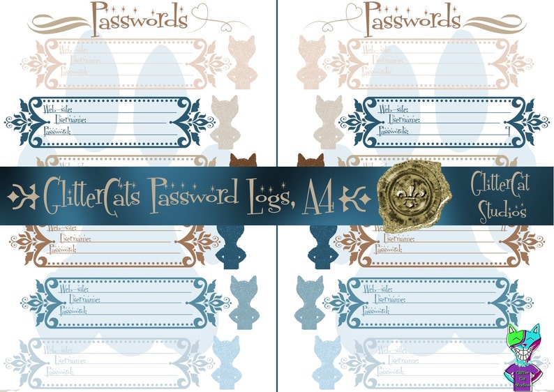 Password Frame A4 Password Planner Log, Password Keeper, Password Tracker, Digital ...