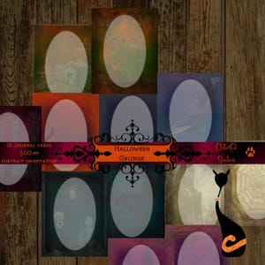 Halloween Grunge 3" x 4" new interlocking digital ATC junk journal dark victorian vintage junk original graphics printable downloadable