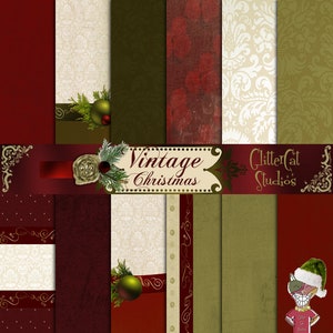 Álbum de recortes, cartas y diarios de Navidad vintage de 8,5 x 11 pulgadas con diseño retro, papeles navideños victorianos para imprimir digitalmente