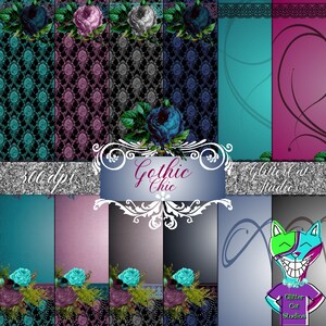Gothic Chic Romantic Dark Victorian 8.5 x 11 digital printable scrapbook journal papers