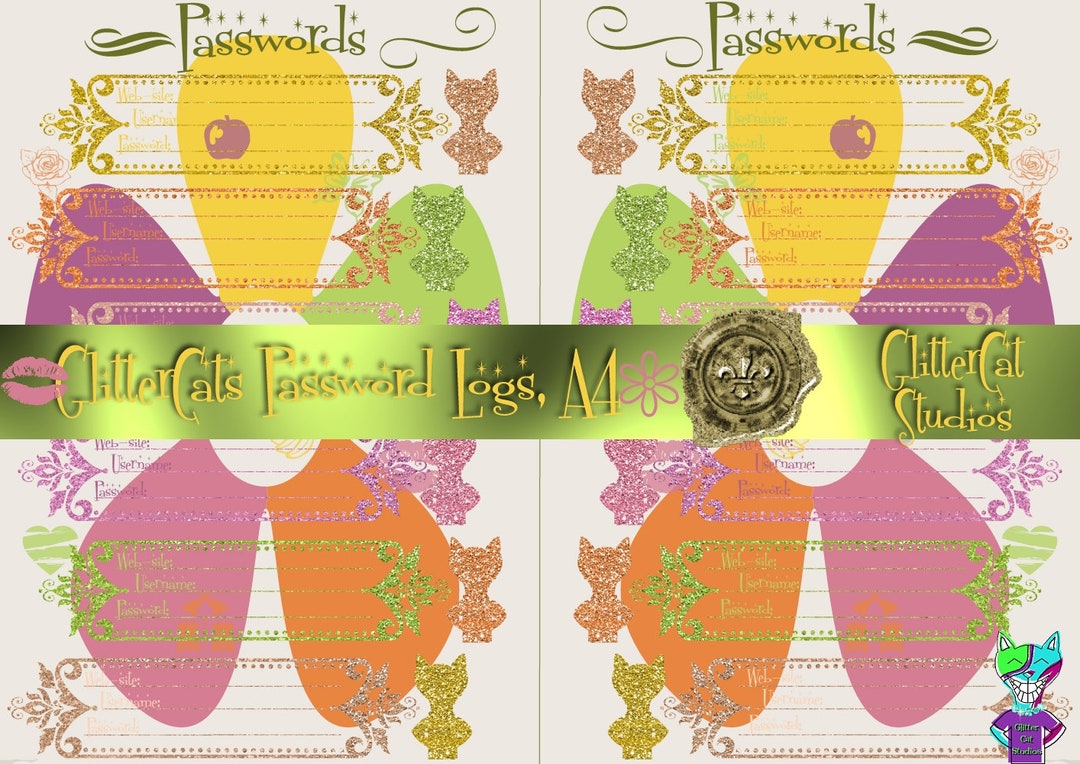 A5 Digital Downloadable Printable Password Planner Logs Bright Vivid ...
