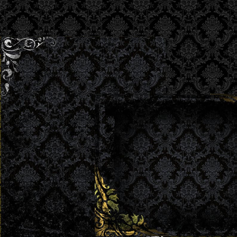 Gothic Romance Halloween Bats and Baubles 3 x 4 printable digital victorian gothic life journal cards planner gold and silver cards