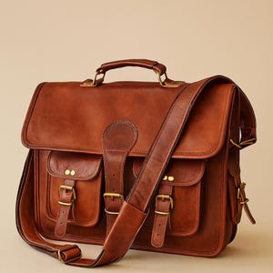 Sac messager classique en cuir • Porte-documents personnalisé pleine fleur • Sacoche pour ordinateur portable de voyage et de bureau • Sac cadeau pour homme • Cadeau de Noël pour homme