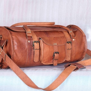 Personalized Duffle bag men&#39;s holiday bag, Carry-on overnight bag, Custom gift for husband, Large Leather Travel Duffel Bag, Weekender bag