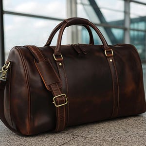 Leather Duffel Bags for Men and Women Full Grain Leather Travel Overnight Weekend Leather Sports Gym Duffel Overnight Luggage Duffle Bag