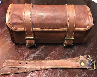 Motorcycle Handlebar Bag, Leather Saddlebag Tool Pouch, Fork Bag for Riders, Biker Travel Storage