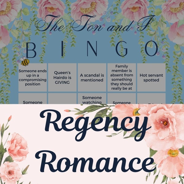 Regency Romance Themed Downloadable/Printable Bingo Cards | 8 Unique Prefilled Cards | HD PDF