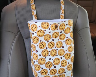 Auto Trash Bag - Chocolate Chip Cookies | Car Trash Bag, Waterproof & Machine Washable | Car Accessories | Car Garbage Bag | Car Organizer