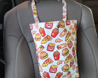 Auto Trash Bag - Fried Junk Food | Car Trash Bag, Waterproof & Machine Washable | Car Accessories | Car Garbage Bag | Car Organizer