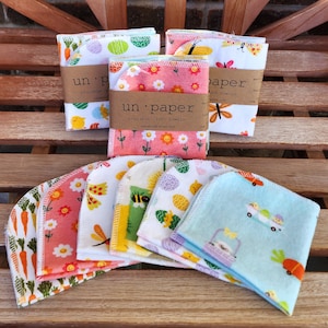 Reusable Napkins - Single-Ply - Set of 6 - SPRING & EASTER themed | Cloth Napkins | Cloth Wipes | Cloth Towels | Unpaper Napkins mamamade