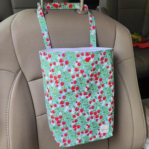 Auto Trash Bag - Strawberries | Car Trash Bag, Waterproof & Machine Washable | Car Accessories | Car Garbage Bag | Car Organizer