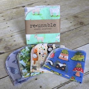 Reusable Napkins - Single-Ply Cotton Flannel - Random Prints | Cloth Napkins | Cloth Wipes | Cloth Towels | Reusable Napkins from mamamade image 3