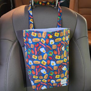 Auto Trash Bag - Breakfast | Car Trash Bag, Waterproof & Machine Washable | Car Accessories | Car Garbage Bag | Car Organizer