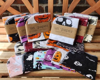 Un Paper - Reusable Napkins - Single-Ply - Set of 6 - HALLOWEEN | Cloth Napkins | Cloth Wipes | Cloth Towels | Reusable Napkins mamamade