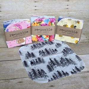 Reusable Napkins - Single-Ply Cotton Flannel - Random Prints | Cloth Napkins | Cloth Wipes | Cloth Towels | Reusable Napkins from mamamade image 2