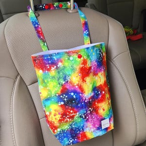 Auto Trash Bag - Rainbow Galaxy | Car Trash Bag, Waterproof & Machine Washable | Car Accessories | Car Garbage Bag | Car Organizer