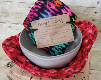 CHOOSE YOUR PRINT | Reusable Microwave Bowl Cozy | Teacher Gift | Stocking Stuffer | Gift Exchange |Christmas Gift from green by mamamade