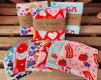 Un Paper - Reusable Napkins - Single-Ply - Set of 6 - VALENTINE | Cloth Napkins | Cloth Wipes | Cloth Towels | Reusable Napkins mamamade