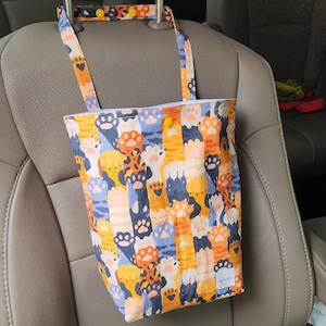 Auto Trash Bag -  Cat Paws | Car Trash Bag, Waterproof & Machine Washable | Car Accessories | Car Garbage Bag | Car Organizer