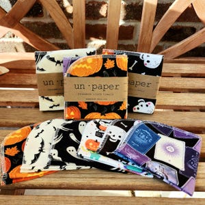 Un Paper - Reusable Napkins - Single-Ply - Set of 6 - HALLOWEEN | Cloth Napkins | Cloth Wipes | Cloth Towels | Reusable Napkins