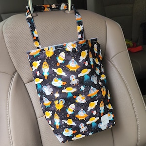 Auto Trash Bag - Space Chickens | Car Trash Bag, Waterproof & Machine Washable | Car Accessories | Car Garbage Bag | Car Organizer