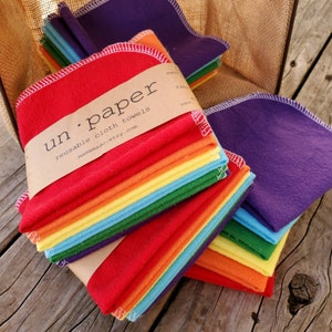 Un Paper Reusable Napkins Single-Ply Set of 6 RAINBOW Cloth Napkins Cloth Wipes Cloth Towels Reusable Napkins from mamamade image 2