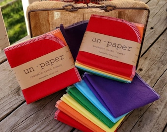 Un Paper - Reusable Napkins - Single-Ply - Set of 6 - RAINBOW | Cloth Napkins | Cloth Wipes | Cloth Towels | Reusable Napkins from mamamade