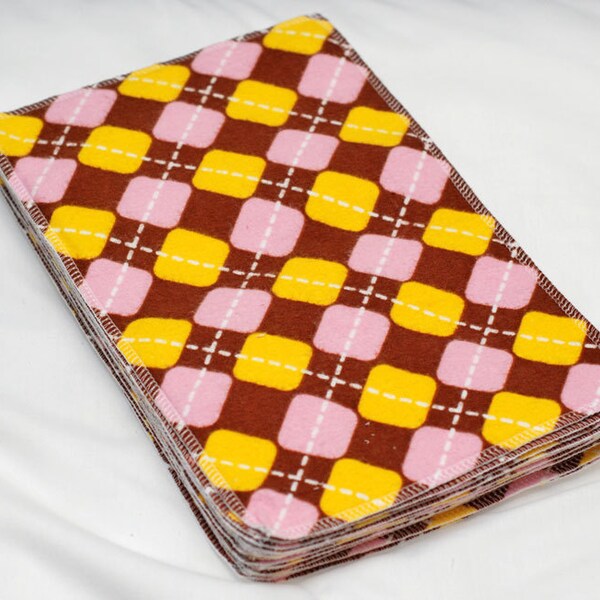 Reusable, Eco Friendly Snapping Paper Towel Set - Argyle - Flannel and Birdseye