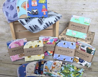 Reusable Napkins - Single-Ply Cotton Flannel - Random Prints | Cloth Napkins | Cloth Wipes | Cloth Towels | Reusable Napkins from mamamade